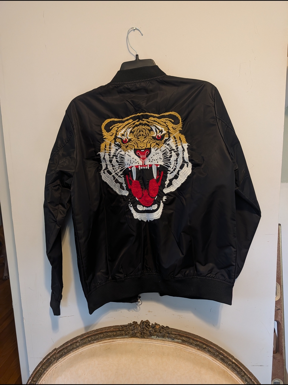 GXP Black Bomber Jacket with Embroidered Tiger